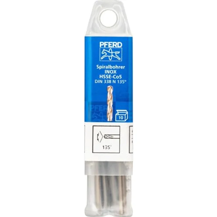 PFERD TOOLS Spiralbohrer INOX, 10 Stück | Ø 3 mm, HSS-E Co5 N, DIN 338, 135° – für zähe und harte Werkstoffe mit Kreuzanschliff – Bild 2
