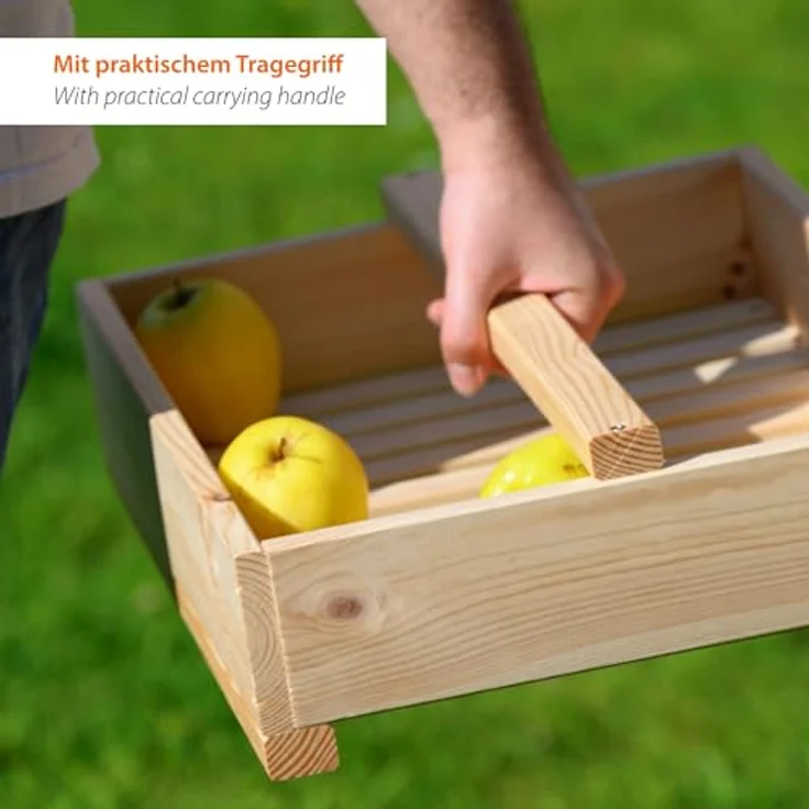 dobar® green label Vorratsregal für Obst und Gemüse, Obstkiste aus FSC-zertifiziertem Kiefernholz, 4 Fächer, 53 x 35 x 116 cm, natur – Bild 4