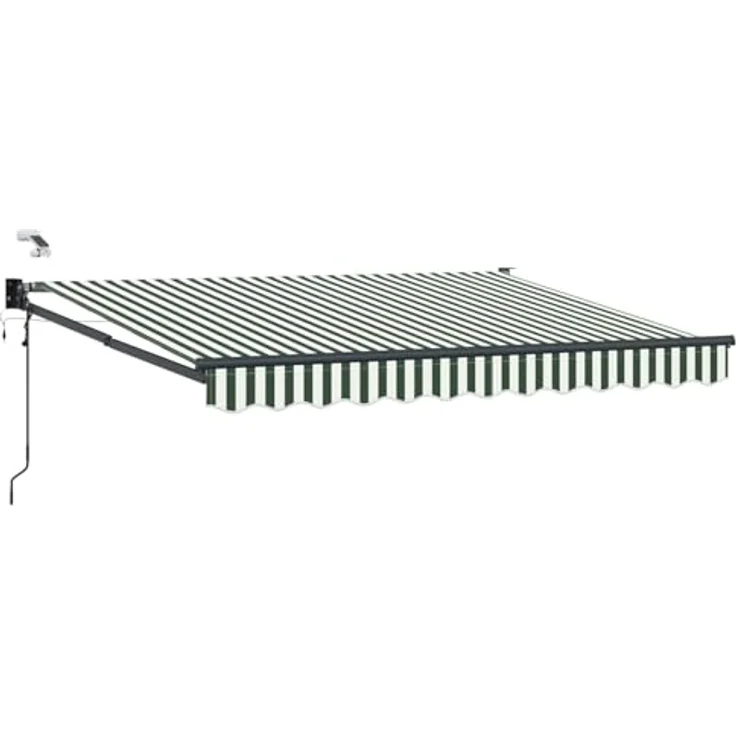 vidaXL Elektrische ausziehbare Markise, Grün und Weiß, 3 x 2 m mit LED und Wettersensor, wetterbeständig – Bild 1