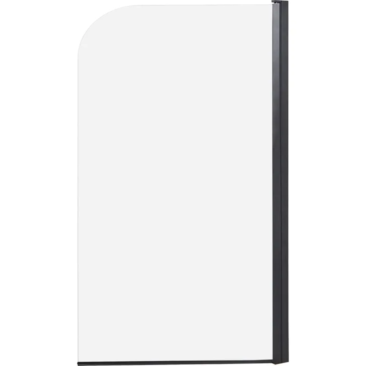 BELIANI Badewannenaufsatz Schwarz, 1-teilige schwenkbare Duschwand aus Sicherheitsglas und Aluminiumprofil, 140 cm hoch, 80 cm breit, modern für Badezimmer
