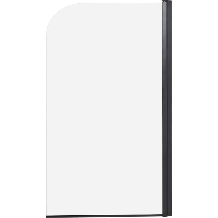 BELIANI Badewannenaufsatz Schwarz, 1-teilige schwenkbare Duschwand aus Sicherheitsglas und Aluminiumprofil, 140 cm hoch, 80 cm breit, modern für Badezimmer