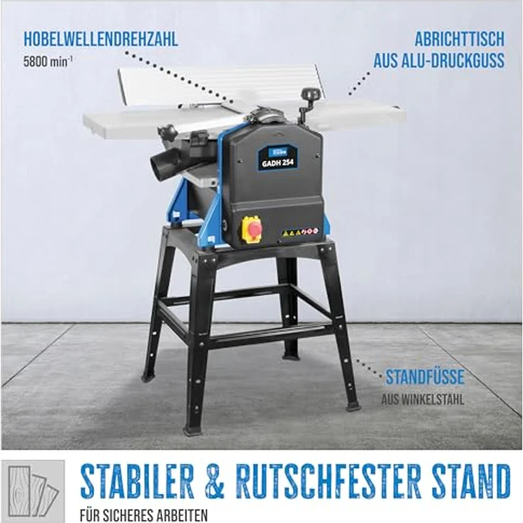 Güde 55441 Abricht- & Dickenhobel GADH 254 (Überlastschalter, Hobelwellenschutz, Dickentischverstellung durch Handrad) – Bild 2