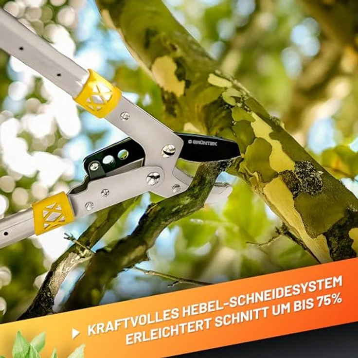 GRÜNTEK Teleskop-Astschere SK5-Karbonstahl, 7-fach verstellbar (685-1015 mm), präzisionsgeschliffen, mit Anti-Rutsch-Griffen und SMART-Cut Technologie – Bild 3