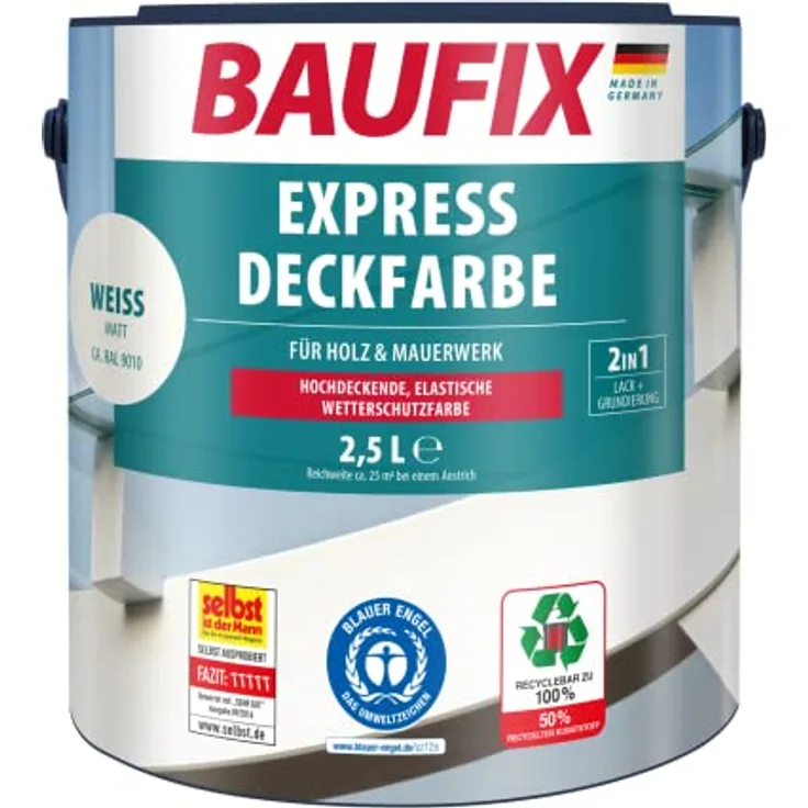 Baufix Express Deckfarbe weiß, 2,5 l