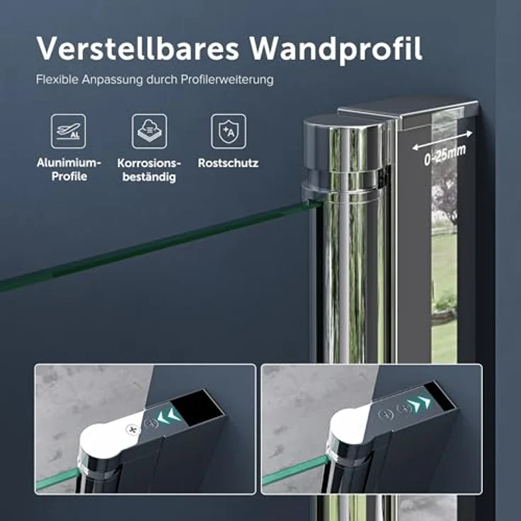 doporro Duschtür Nischentür dusche Duschabtrennung 70x195cm ESG-Sicherheitsglas Klarglas Einzeltür Teramo24K mit Hebe- und Senkmechanismus – Bild 2