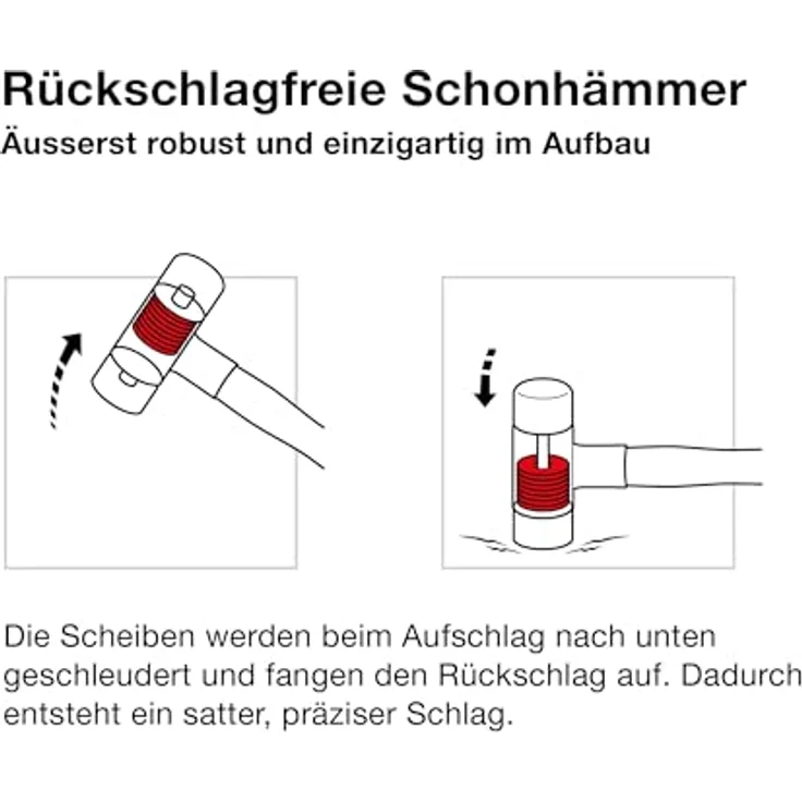 PB Swiss Tools Rückschlagfreier Schon- und Schlosserhammer PB 305.2 | Ø 27 mm | 100% Swiss Made, Glasfasermaterial, Rückschlagdämpfung – Bild 4