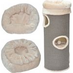 nanook Kratzbaum Katzenbett für Kratztonnen beige, kuschelweicher Rand, geeignet für Kratztonnen bis zu 38 cm Ø