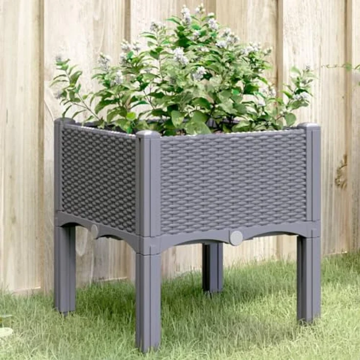 vidaXL Pflanzkasten mit Beinen Grau 40x40x42 cm PP – Bild 2