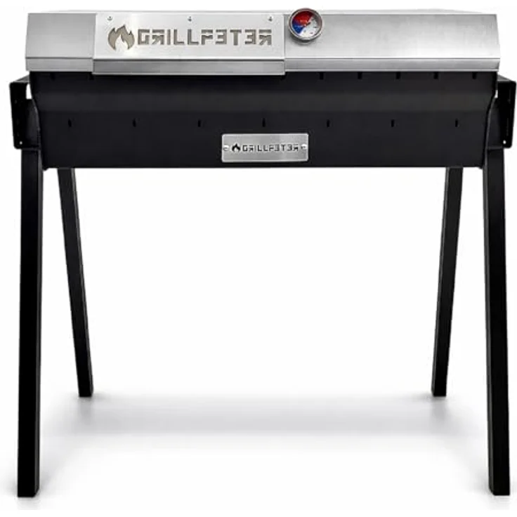 Grillpeter Profi Mangal Bulat 70 Schaschlikgrill, 3mm Stahl mit Edelstahldeckel und Windschutzeinrichtung – Bild 3