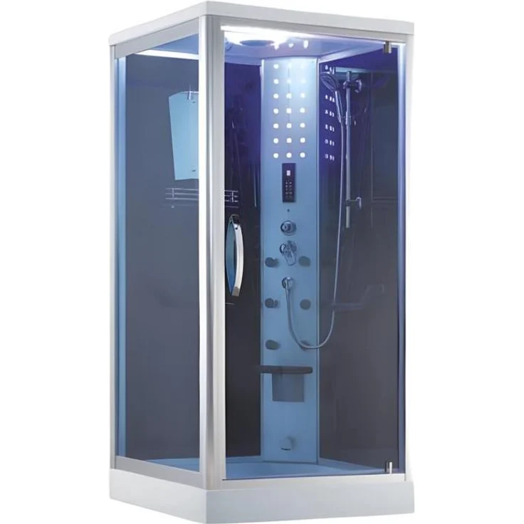 Xl Moebel Gmbh Komfortdusche Duschkabine 100x100 cm, transparente Glaskabine mit Aluminiumrahmen und integrierten LED-Lichtern