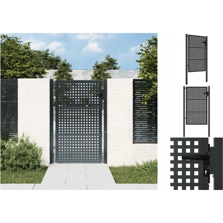 vidaXL Gartentor Gartentor Anthrazit 105x175 cm Stahl Abschließbar Zauntor – Bild 1