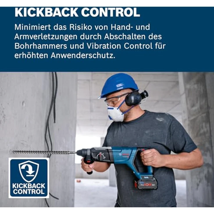 BOSCH Akku-Bohrhammer GBH 18V-28 D Professional solo, 18Volt XL-BOXX, bürstenloser Motor, 3,4 Joule Schlagenergie, LED-Lampe, Vibration Control, inkl. Zusatzhandgriff und Tiefenanschlag – Bild 4