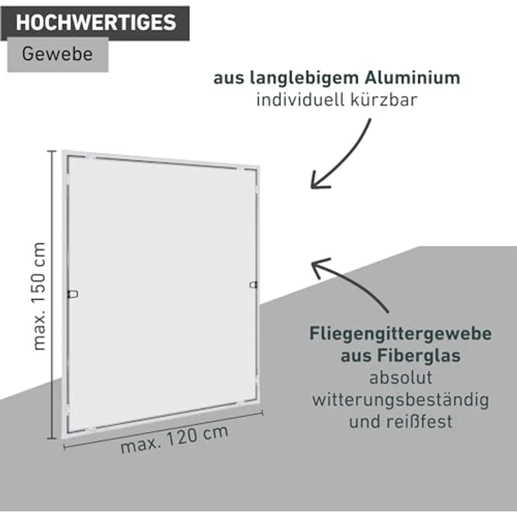 Windhager Insektenschutz Fenster ULTRA FLAT 120 x 150cm, weiß – Bild 3