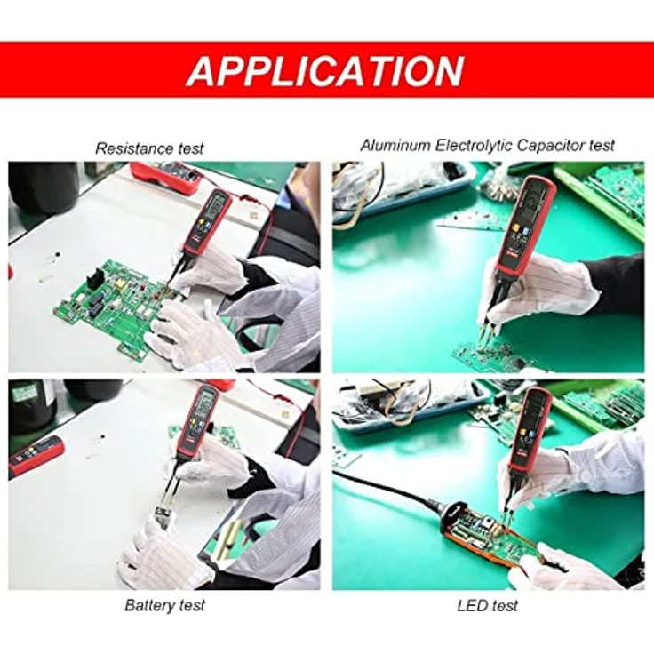 UNI-T UT116A SMD Tester, Multimeter mit drehbarem Messstift, Widerstands-, Kapazitäts-, Dioden- und Kontinuitätsmessung, Vorwiderstands- und Zener-Diodentest, rot – Bild 5
