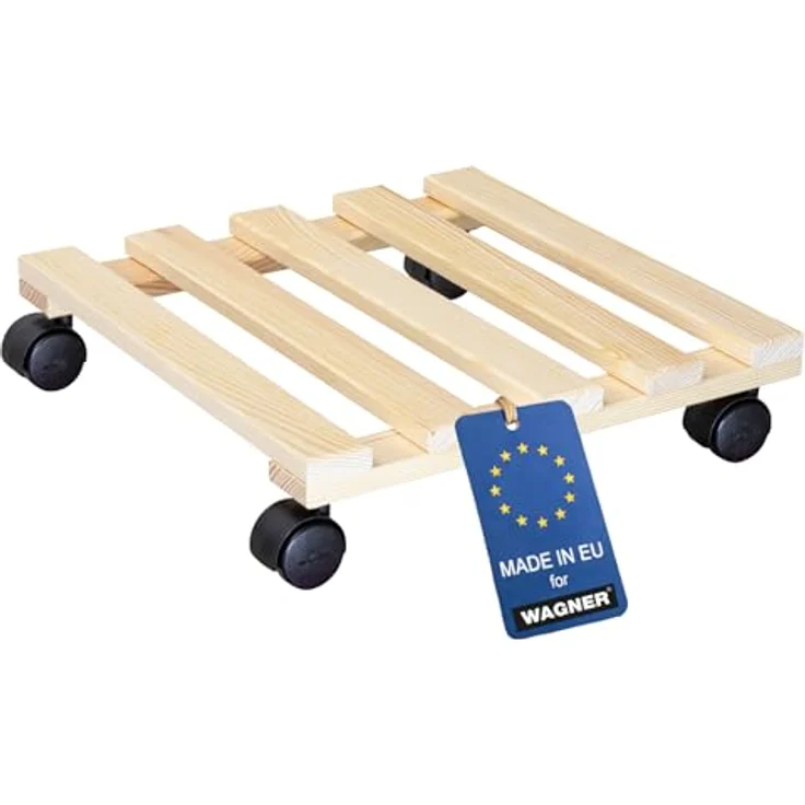WAGNER Pflanzenroller PALETTI 35 x 35 cm I Pflanzenroller für Innenbereich, Kiefer Natur I Blumenroller aus FSC-zertifiziertem Massivholz I Kübelroller aus Holz I Tragkraft 100 kg ? 20003401 – Bild 2
