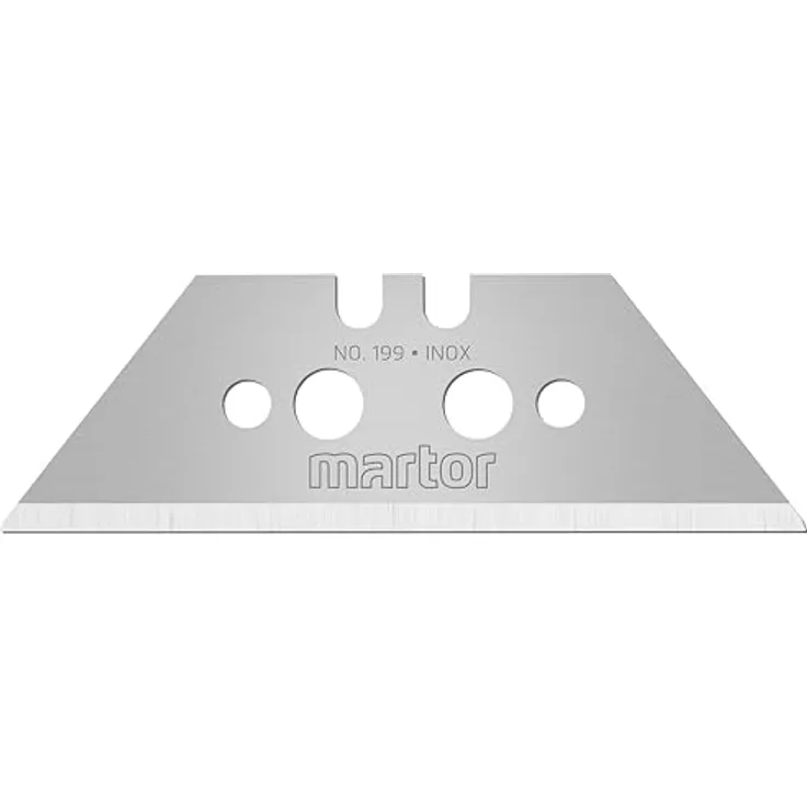 MARTOR 10 x TRAPEZKLINGE, Ersatzklingen Cuttermesser, Sicherheitsmesser, 19 mm, Scharf, Im Spender, 2-fach Nutzbar, NR. 199