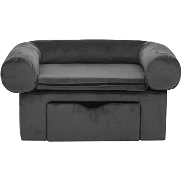 vidaXL Hundesofa Schublade Dunkelgrau 75x50x38cm Plüsch Hundebett Hundecouch mit Stauraum – Bild 3