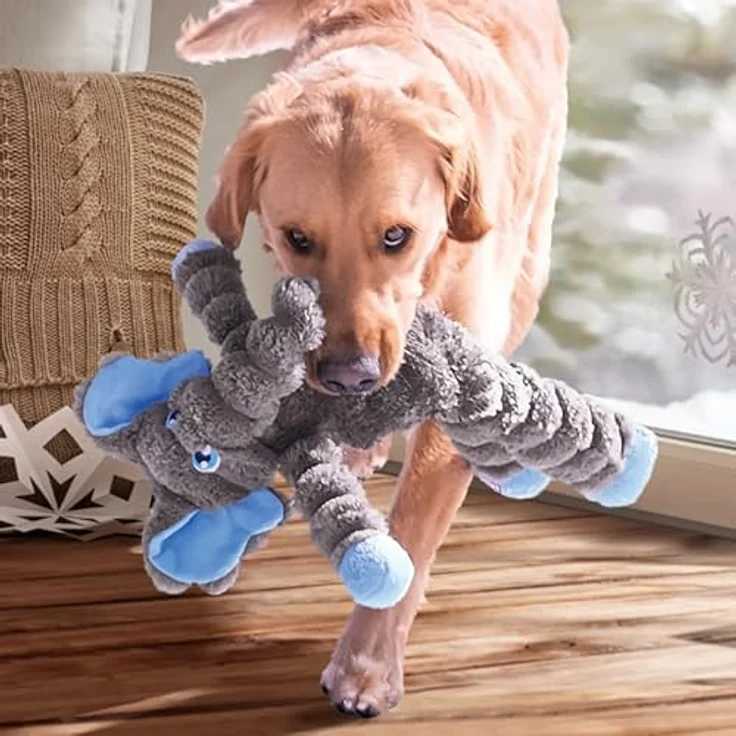 KONG Shakers Crumples Elephant, Jumbo-Plüschspielzeug mit Grunzgeräusch und knisternden Armen, grau – Bild 2