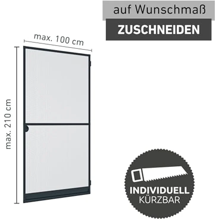 Windhager Insektenschutz Spannrahmen Expert Fliegengitter Alurahmen für Türen, individuell kürzbar, 100 x 210 cm, weiß, 04330 – Bild 5