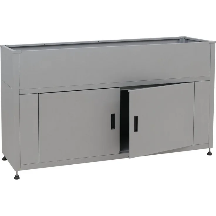 MCW Hochbeet MCW-O85-160, Metallhochbeet mit Stauraum und Magnetverschluss, wetterbeständig, höhenverstellbar