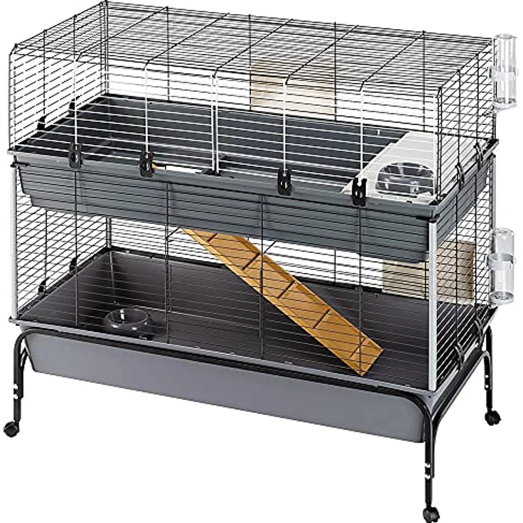 Ferplast 57047817ZP Zweistöckiger Käfig für Kaninchen Rabbit 120 Double, Öffnung der Vorderseite, Halterung und Zubehör inklusive, 1 stück – Bild 1
