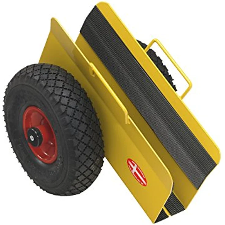 Ravendo Plattenwagen TW 200 L, Transportwagen für schwere Lasten bis 200 kg, gelb, mit Luftreifen 250 mm und Klemmsystem 120-220 mm – Bild 2