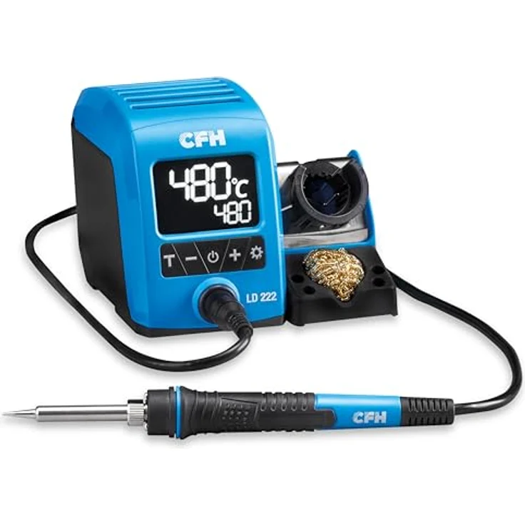 CFH Profi Lötstation digital LD 222, 40 W mit LCD-Anzeige, Temperatur regelbar 150–480 °C, schnelles Aufheizen, gewechselte Lötspitze, TÜV SÜD GS zertifiziert – Bild 1