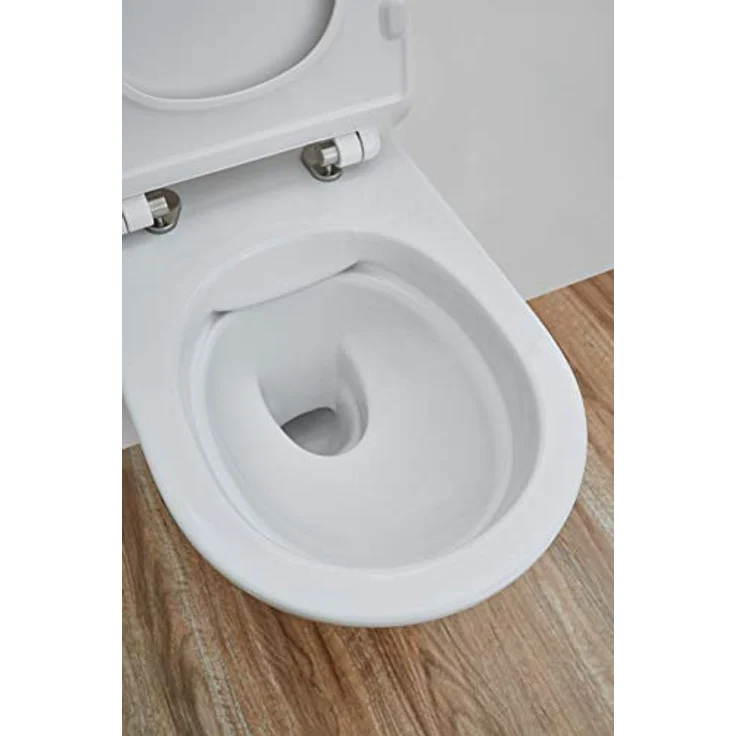 SSWW Hänge-WC mit abnehmbaren WC-Sitz, weiß, spülrandlose Toilette, Nanobeschichtung & Absenkautomatik | 54 cm lang – Bild 4