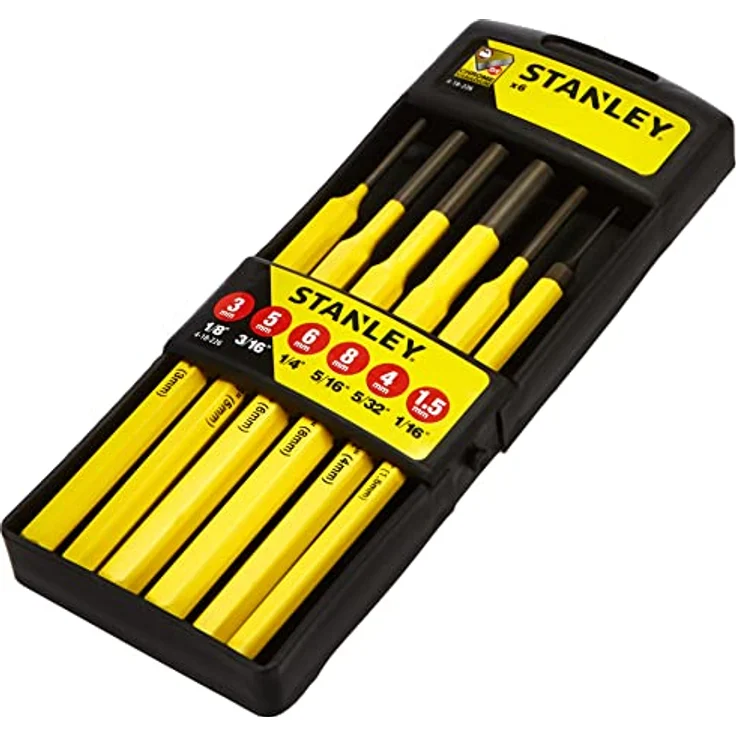 Stanley Splinttreiber-Set 6-teilig (pulverlackiert, gehärtet, 1.5 mm / 3 mm / 4 mm / 5 mm / 6 mm / 8 mm Splints) 4-18-226, Gelb – Bild 3