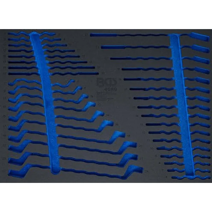 BGS TECHNIC Werkstattwageneinlage 3/3 leer für Art. 4089, Hochwertiger Hartschaum, Höhe 32 mm, Breite 567 mm, Länge 408 mm, Gewicht 234 g