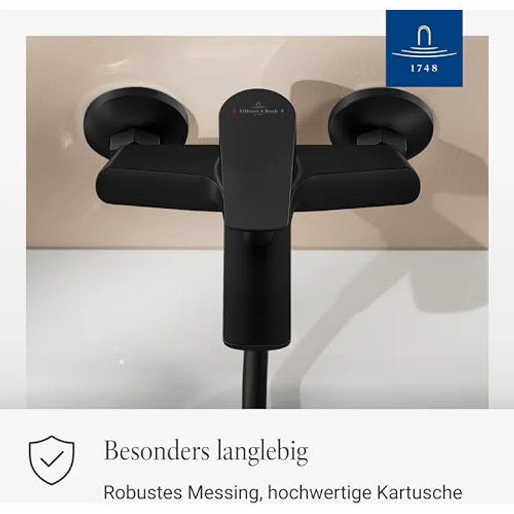 Villeroy & Boch Oasis Wannenarmatur Aufputz mit Rückflussschutz, Umstellfunktion und SmartPressure-Technologie, Messing – Bild 2