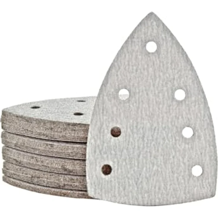 MioTools Shark Klett-Schleifblätter, 150 x 100 mm, 7-Loch, Normalkorund, für Deltaschleifer, K40, 50 Stück – Bild 1