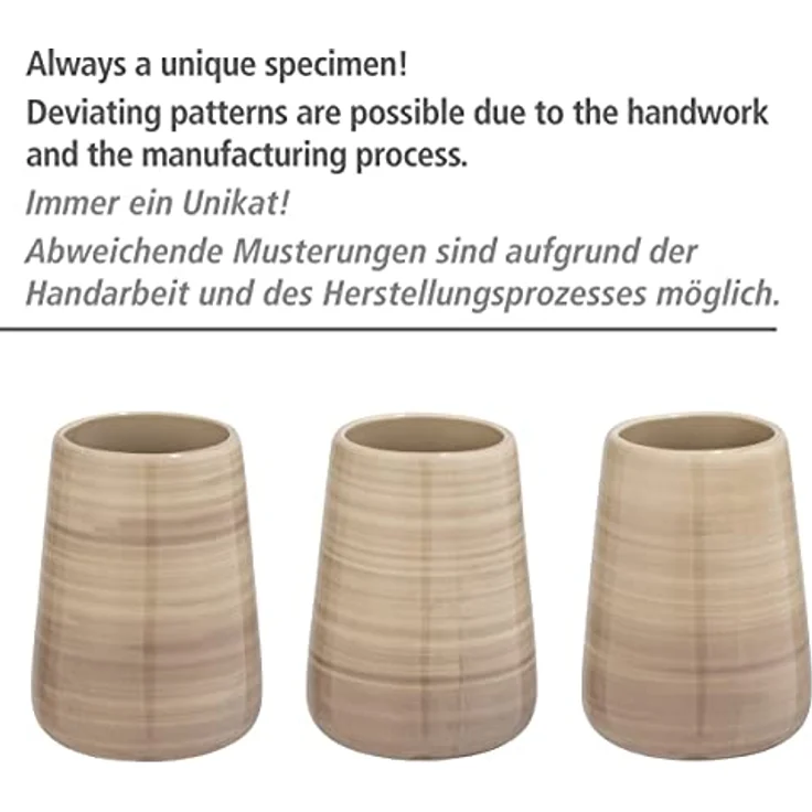 WENKO WC-Garnitur Pottery Sand Keramik - offener WC-Bürstenhalter, Keramik, 12.5 x 39.5 x 12.5 cm, Beige – Bild 3