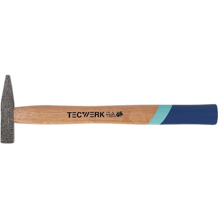 NORDWEST TECWERK Schlosserhammer 200g, DIN 1041 mit 280mm Hickorystiel, stahlgeschmiedet, Spitzenqualität