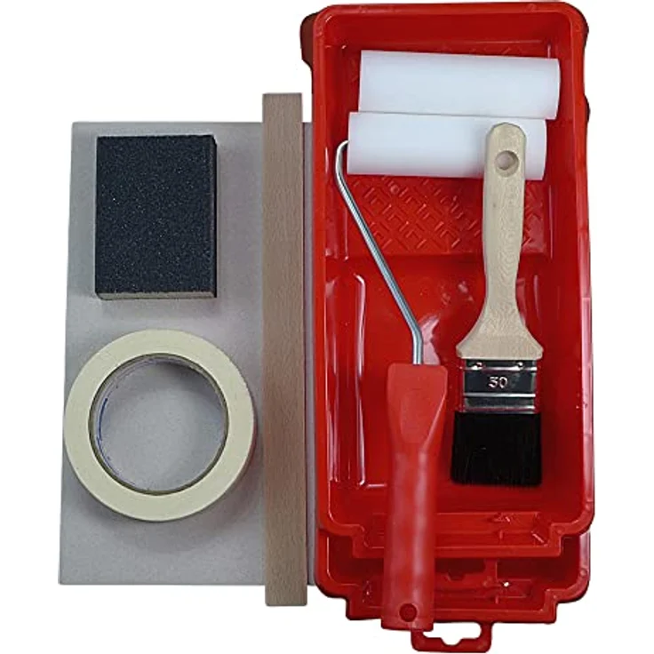 ROTIX Tür-Lackier-Set 10-teilig – Komplettset mit Farbroller, Lackierpinsel, Schleifmitteln, Malerkrepp & Zubehör – ideal für 2 Lackiervorgänge, für streifenfreies Finish – Bild 2