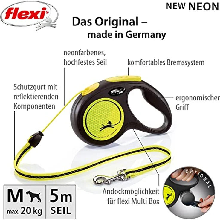 Flexi Hundeleine New Classic M Länge: 5 m, neon – Bild 2