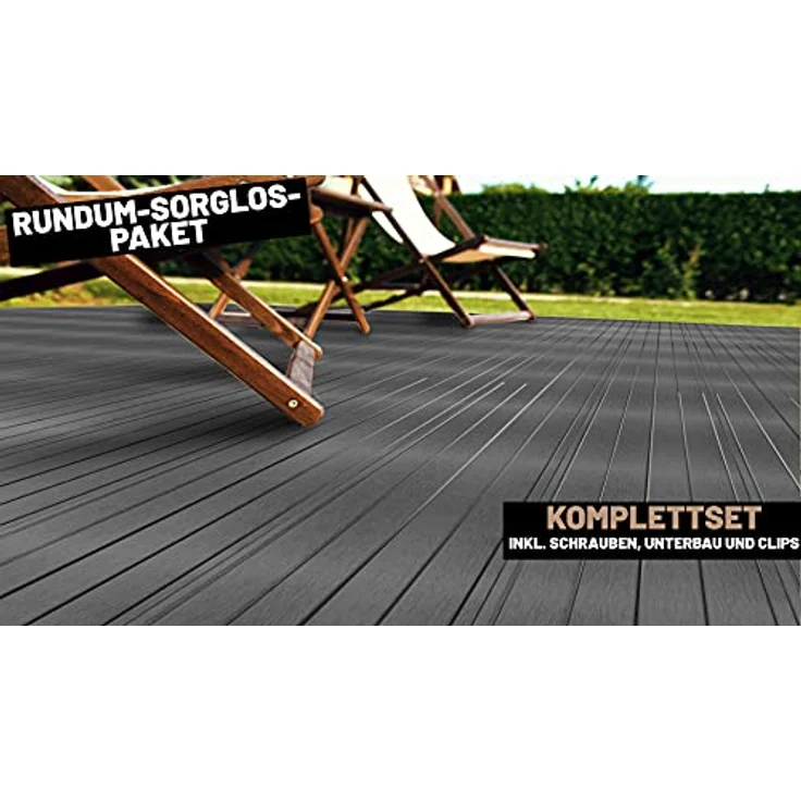 Endorphin Terrassendielen ® 12m² Anthrazit WPC Komplettset, witterungsbeständig, rutschhemmend, pflegeleicht – Bild 6