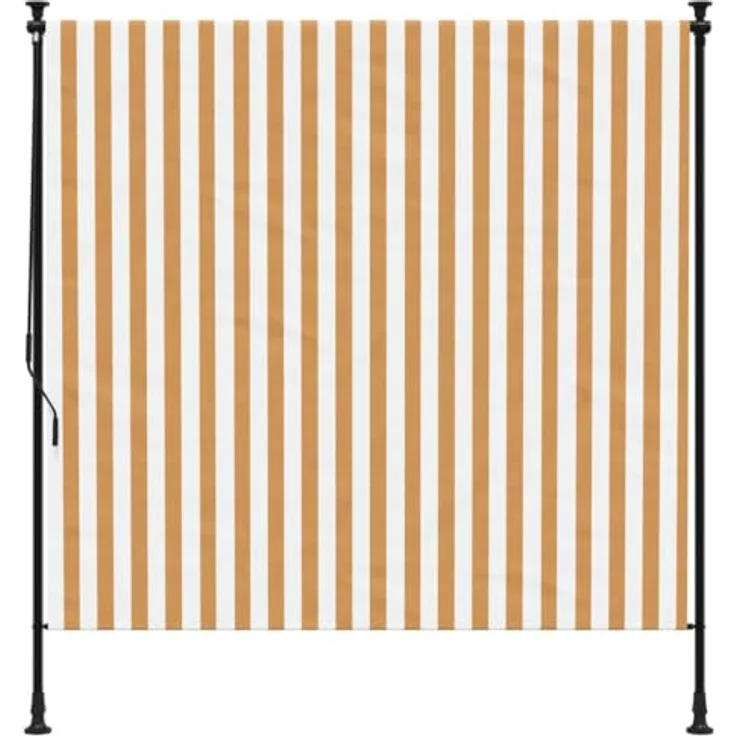 vidaXL Außenrollo, Senkrechtmarkise mit Kurbel, Einziehbarer Sichtschutz, Orange Weiß 200x270cm Stoff Stahl – Bild 3