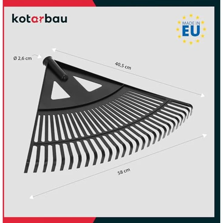 KOTARBAU® Laubrechen Kunststoff 58 cm, ohne Stiel, für Herbstlaub & Heckenschnitt, Schwarz – Bild 3