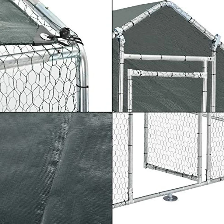 pro.tec Freigehege »Wels« 3 x 2 x 2 m, Kleintiergehege mit Sonnendach, UV-beständig, silber-grün – Bild 7