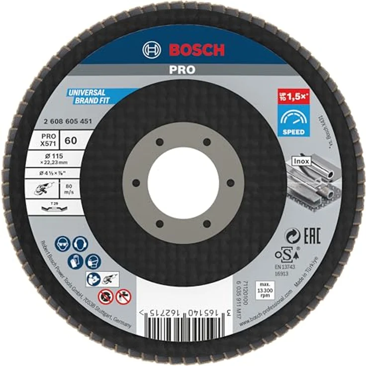 Bosch Professional Fächerschleifscheibe (für Winkelschleifer verschiedene Materialien, Ø 115 mm, Körnung 60) – Bild 2