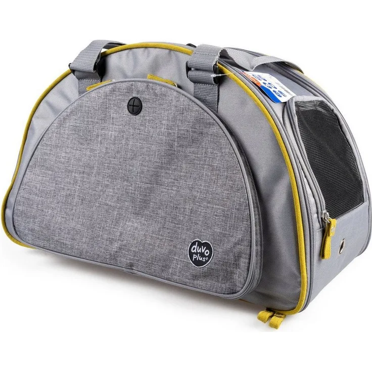 DUVO+ Paris Pet Bag Comfy, graue Tiertransporttasche für Hunde bis 7 kg, 50 x 22 x 32 cm, mit abnehmbarem Kissen und Lüftungslöchern