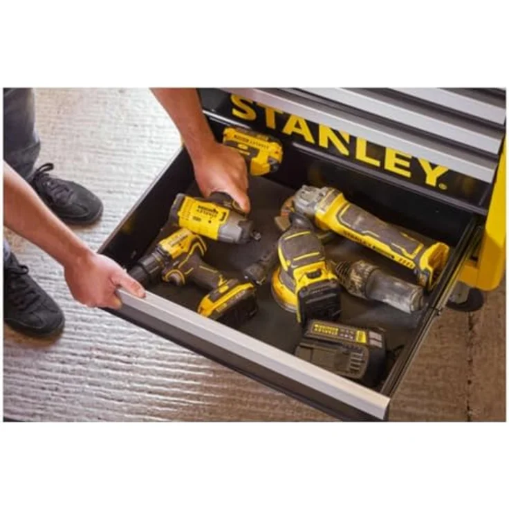 Stanley Werkstattwagen 7 Schubladen, strapazierfähige Arbeitsplatte bis 300kg belastbar, mit integrierten Griffen und Anti-Rutsch Einlagen – Bild 2