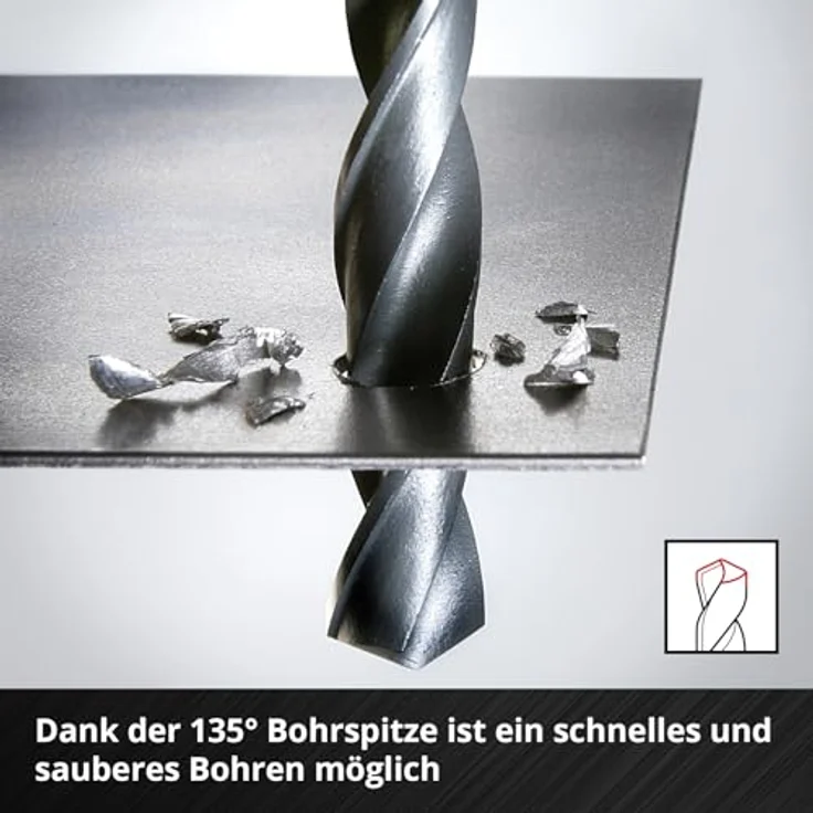 Einhell 19-tlg. HSS-R Metallbohrer-Set, HSS 4241 Stahl, schwarz brüniert, 135°-Bohrspitze, rollgewalzte Typ N Spirale, Rundschaft, inkl. Aufbewahrungskassette – Bild 4