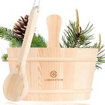 Liebenstein® Sauna Eimer mit Kelle [4L], handgefertigt aus finnischem Kiefernholz, wasserdicht mit PVC-Einsatz, hochwertiges Sauna Zubehör Set