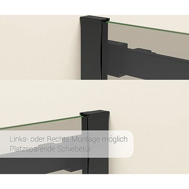 Bernstein Eckdusche NT806 FLEX, Schiebetür mit 8mm ESG-Sicherheitsglas, Graues Glas, Schwarz Matt, 90cm Seitenwand, Türanschlag wahlweise links oder rechts – Bild 4