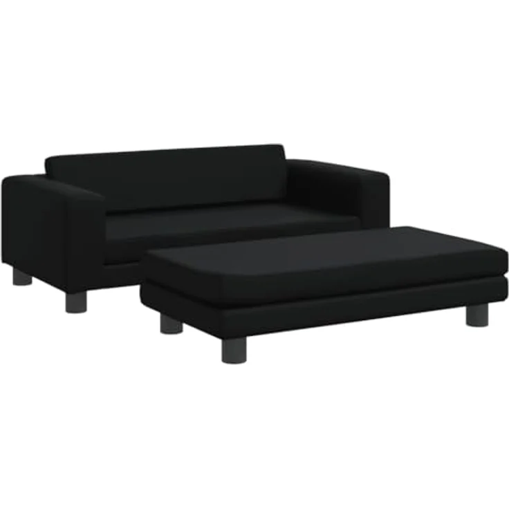 vidaXL Hundebett mit Verlängerung Schwarz 100x50x30 cm Kunstleder – Bild 1
