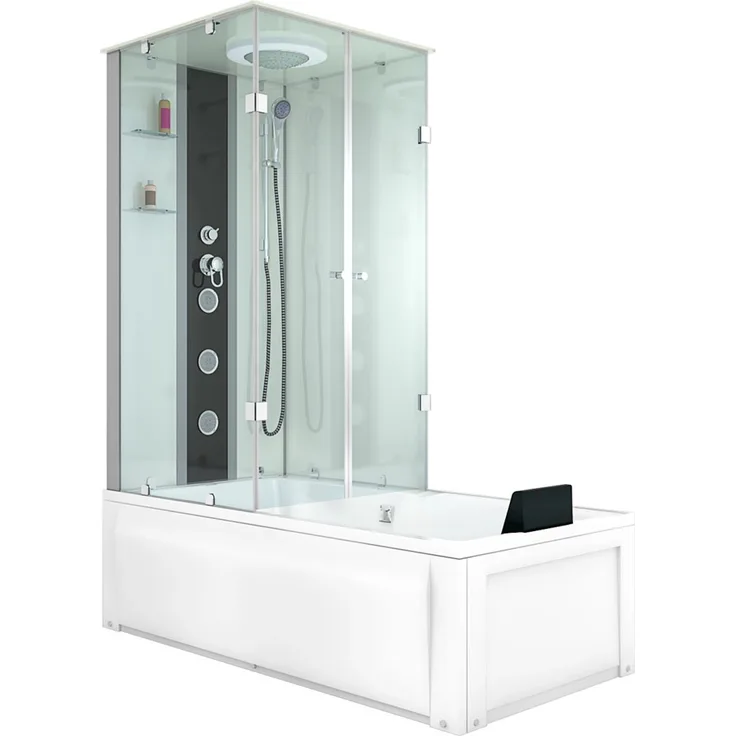 AcquaVapore K05-R00-WP-EC Duschtempel, Whirlpool-/Duschsystem 90x180 cm, Weiß, mit 3 Massagefunktionen und Regendusche