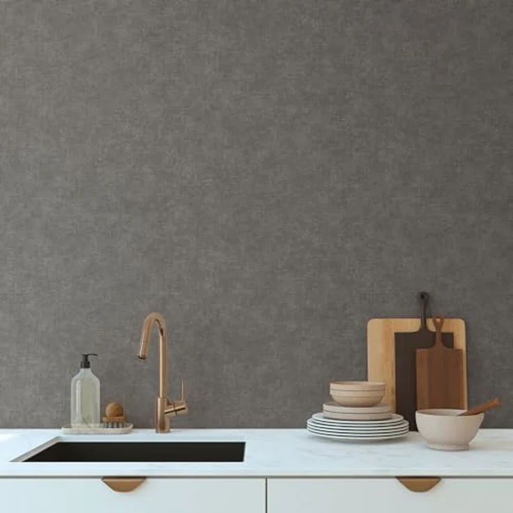 A.S. Création Smart Surfaces Einfarbige Vliestapete in Putzoptik, Schwarzgrau, 10,05 m x 0,53 m, hohe Licht- und Scheuerbeständigkeit, Made in Germany – Bild 5