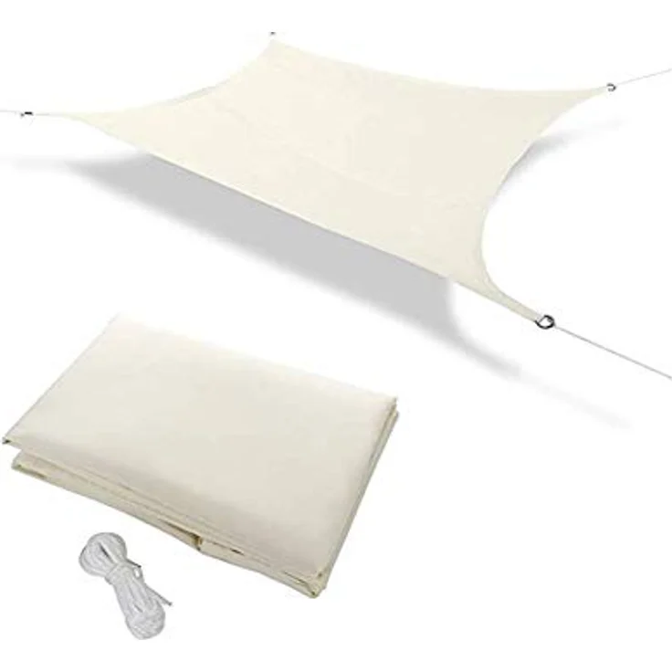 Duke-Handel Sonnensegel Rechteckig Maia Mit LED Beleuchtung Am Rand Aus Solarenergie Sonnenschutz Für Garten Oder Terrasse Wasserdicht aus Polyester (Beige 3x2m) – Bild 2